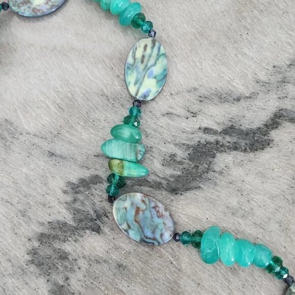 Turquoise Mosaic & Jade Bead Necklace - Picture 6 of 6